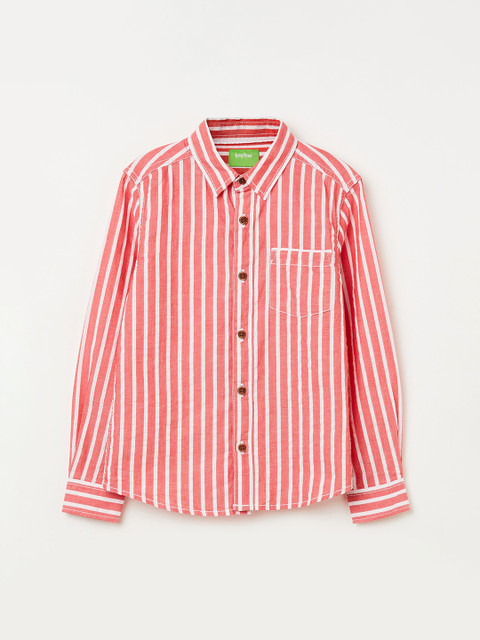 

Bossini Boys Red & White Regular Fit Striped Casual Shirt