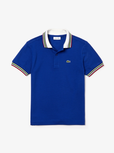 

Lacoste Boys Blue Solid Polo Collar T-shirt