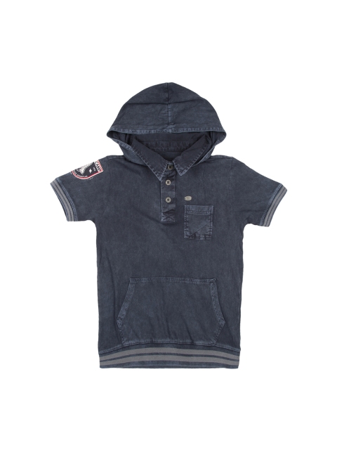 

Cherokee Boys Blue Striped Hood T-shirt