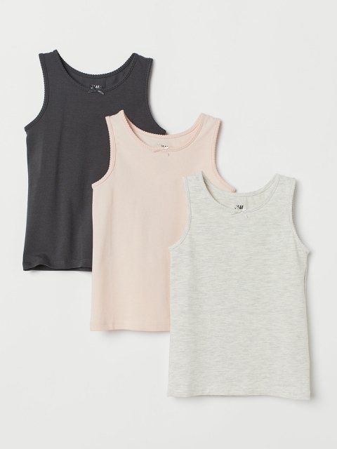 

H&M Girls Solid 3-Pack Vest Denim Tops, Orange