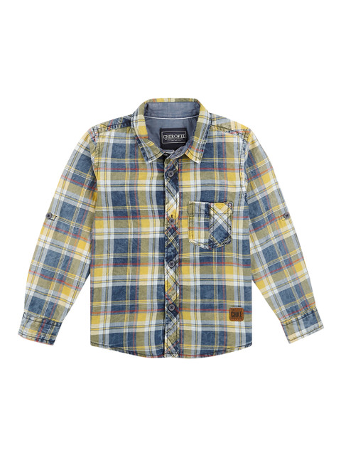 

Cherokee Boys Yellow Regular Fit Checked Casual Shirt
