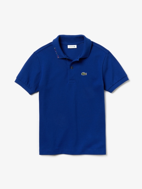 

Lacoste Boys Blue Solid Polo Collar T-shirt