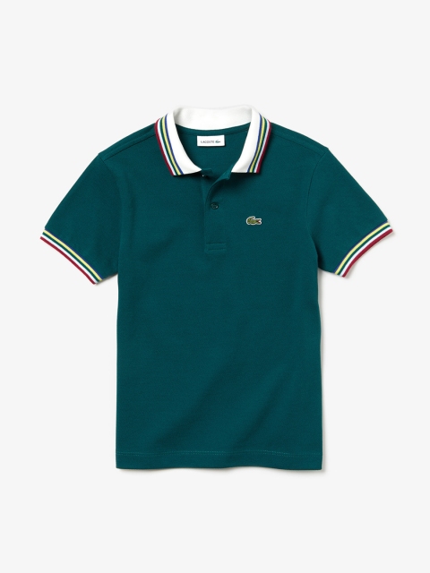 

Lacoste Boys Green Solid Polo Collar T-shirt
