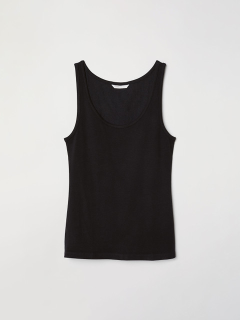 

H&M Women Black Solid Jersey Vest Top