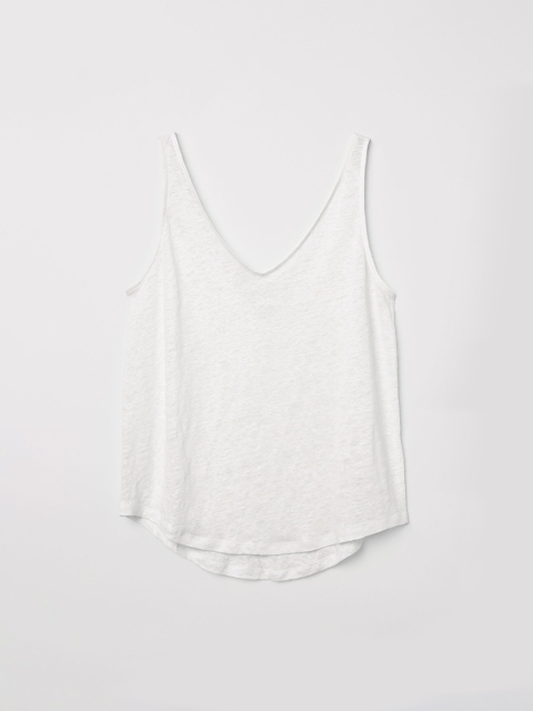 

H&M Women White Solid Linen Jersey Vest Top