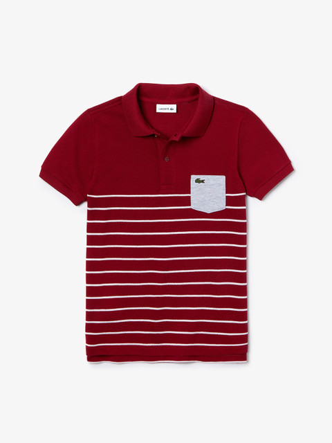

Lacoste Boys Red Striped Polo Collar T-shirt