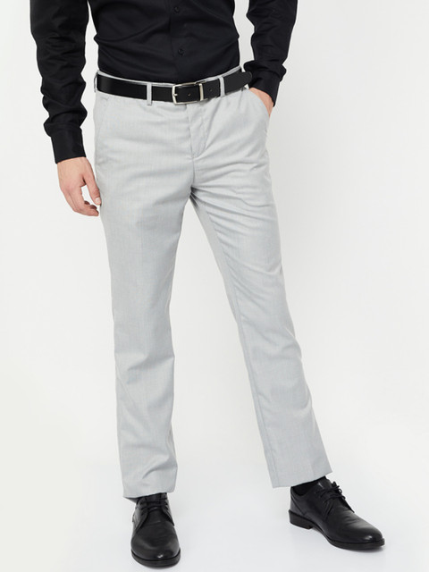 

CODE by Lifestyle Men Grey Slim Fit Solid Formal Trousers