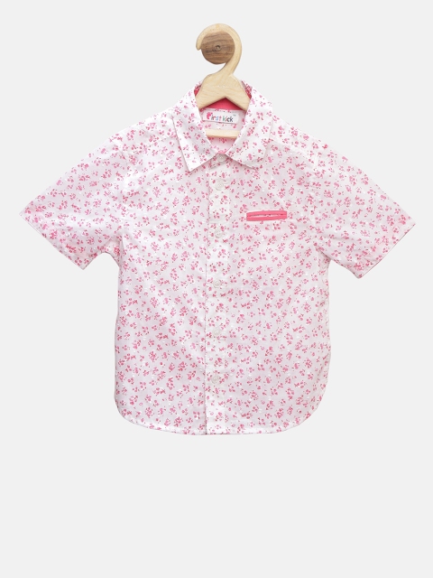 

First Kick Boys White Regular Fit Printed Casual Shirt