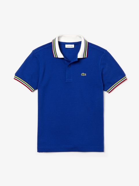 

Lacoste Boys Blue Solid Polo Collar T-shirt