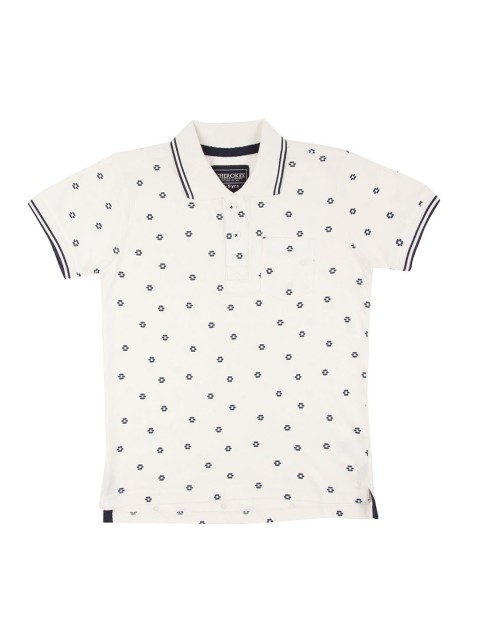 

Cherokee Boys White Printed Polo Collar T-shirt