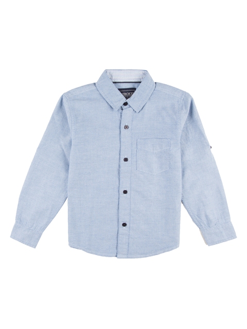 

Cherokee Boys Blue Oxford Weave Regular Fit Solid Casual Shirt