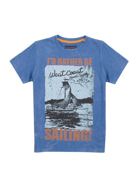 

Cherokee Boys Blue Printed Round Neck Pure Cotton T-shirt