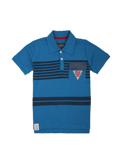 

Cherokee Boys Blue Striped Polo Collar T-shirt