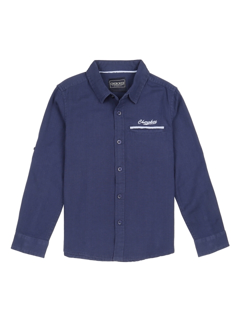 

Cherokee Boys Blue Regular Fit Solid Casual Shirt