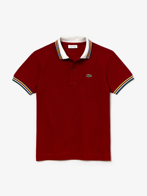 

Lacoste Boys Red Solid Polo Collar T-shirt