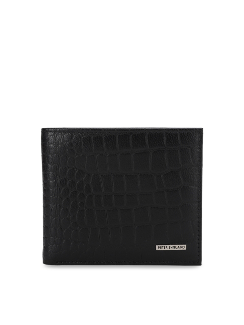 

Peter England Men Black Textured Two Fold Wallet