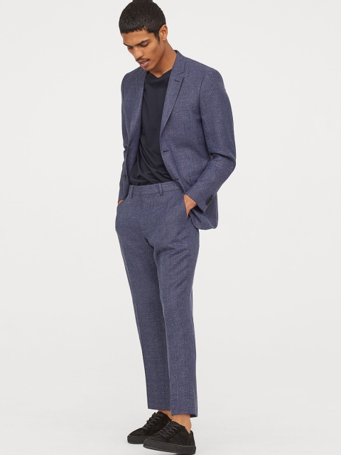 

H&M Men Blue Solid Suit Trousers Slim Fit