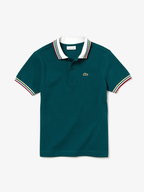 

Lacoste Boys Green Solid Polo Collar T-shirt