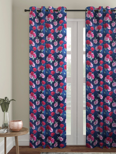 

Alina decor Blue & Red Printed Single Door Curtain