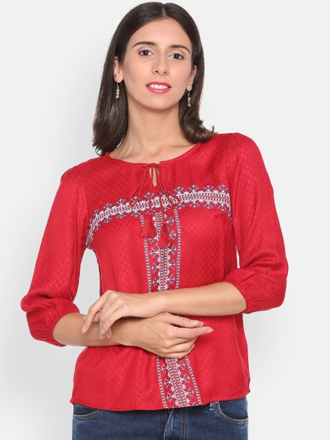 People Women Red Printed A-Line Top