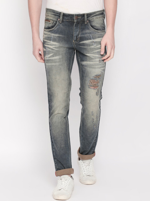 

BOLTS and BARRELS Men Blue Slim Fit Low-Rise Mildly Distressed Stretchable Jeans