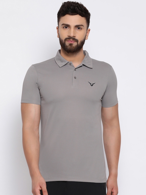 

Invincible Men Grey Solid Polo Collar T-shirt