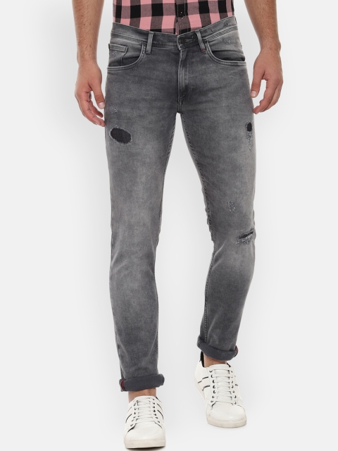 

Solly Jeans Co. Men Grey Skinny Fit Mid-Rise Low Distress Stretchable Jeans
