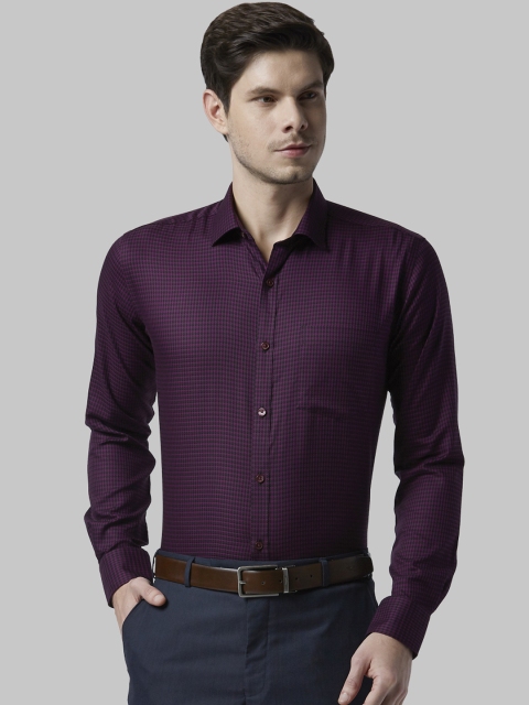

Park Avenue Men Purple & Black Slim Fit Checked Formal Shirt