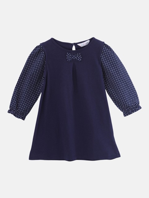 

Beebay Girls Navy Blue Polka Dots A-Line Dress