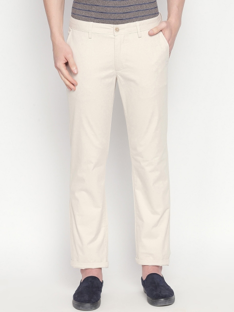 

Basics Men Off-White Tapered Fit Solid Regular Trousers