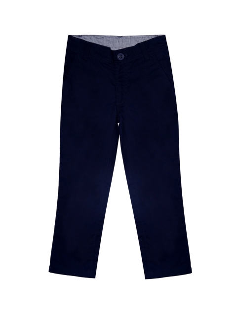 

Campana Boys Navy Blue Regular Fit Solid Regular Trousers