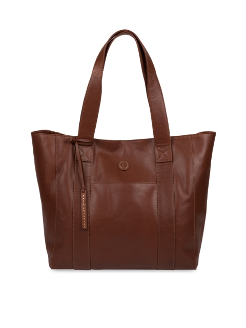 

PURE LUXURIES LONDON Women Brown Solid Genuine Leather Cranbrook Tote Bag