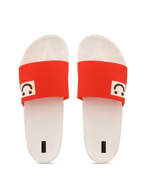 

Histeria Men Red & Off-White Printed Sliders