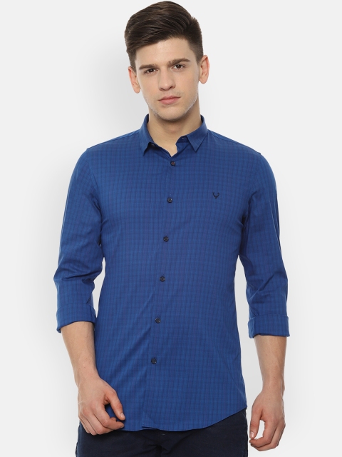 Allen Solly Men Blue Slim Fit Checked Casual Shirt