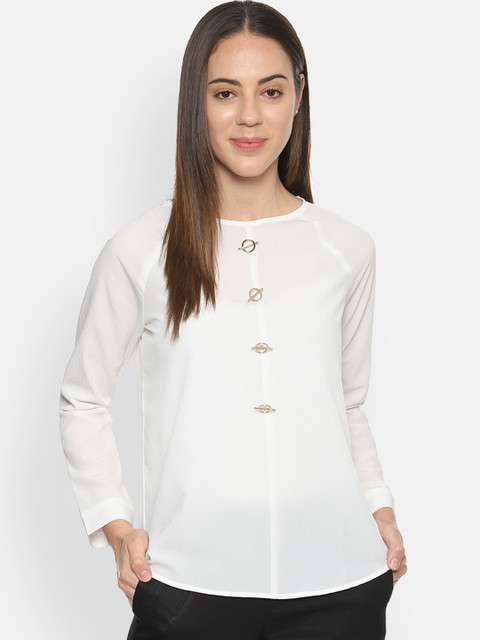 

Van Heusen Women White Solid A-Line Top