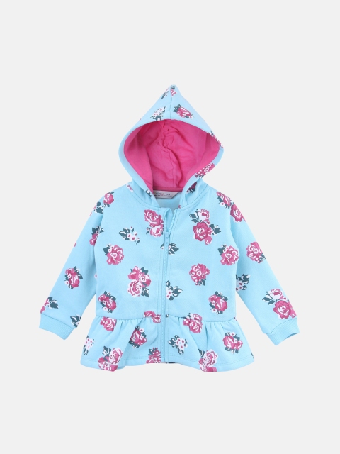 

Beebay Girls Turquoise Blue Printed Hooded Sweatshirt