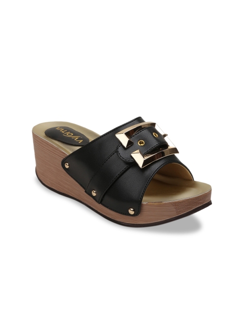 

VALIOSAA Women Black Solid Sandals