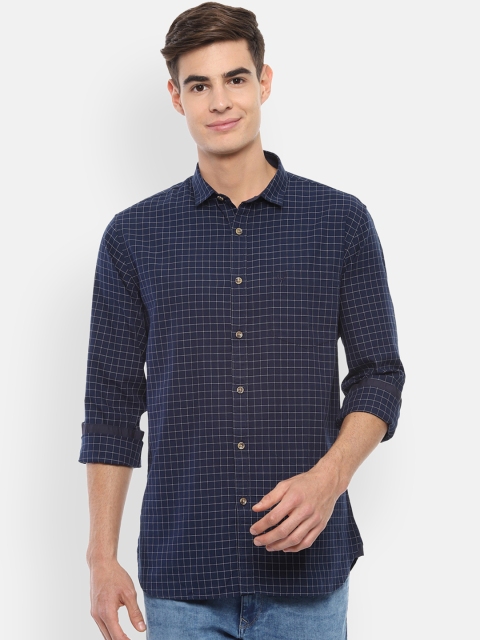 

Allen Solly Men Navy Blue Slim Fit Checked Casual Shirt