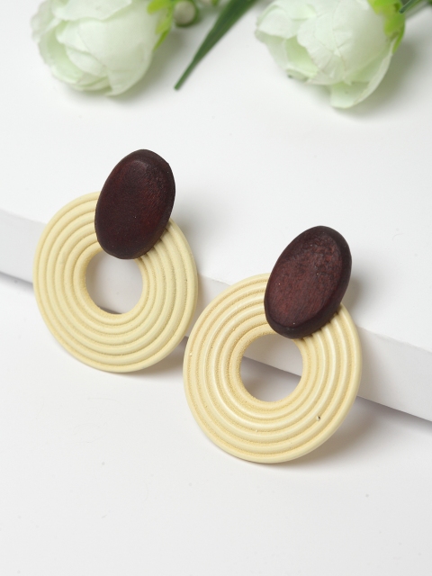 

AVANT-GARDE PARIS Beige & Brown Teardrop Shaped Drop Earrings