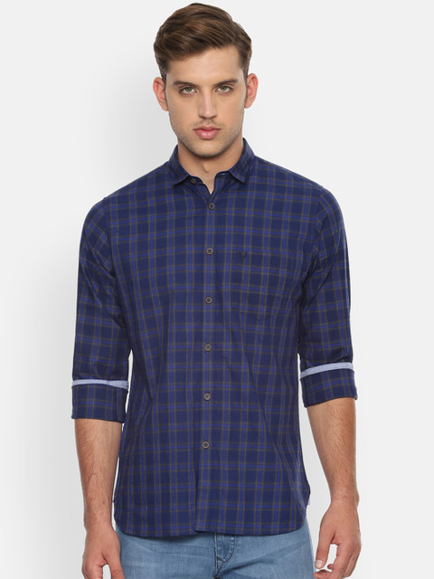 

Allen Solly Men Navy Blue Slim Fit Checked Casual Shirt