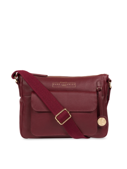 

PURE LUXURIES LONDON Women Maroon Solid Genuine Leather Tindall Sling Bag