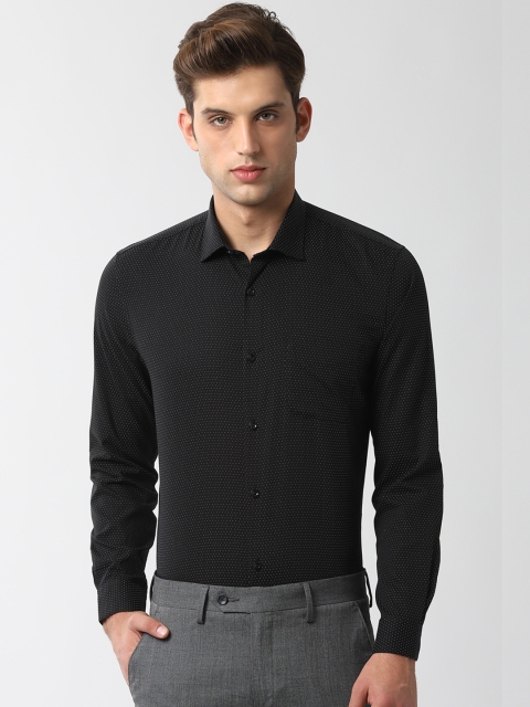 

Peter England Elite Men Black Slim Fit Printed Formal Shirt