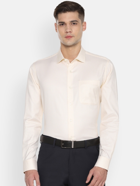 

Van Heusen Men Peach-Coloured Slim Fit Self Design Formal Shirt