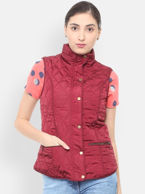 

Van Heusen Women Maroon Solid Jacket