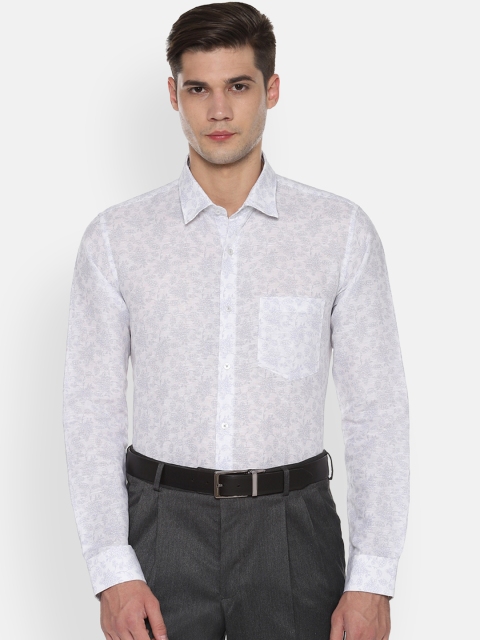 

Van Heusen Men White Slim Fit Printed Cotton Linen Formal Shirt