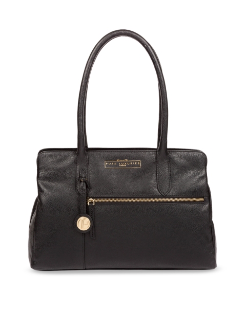 

PURE LUXURIES LONDON Women Black Solid Genuine Leather Darby Shoulder Bag
