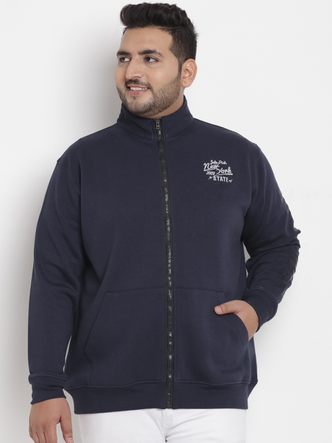 John Pride Plus Size Men Blue Solid Sweatshirt