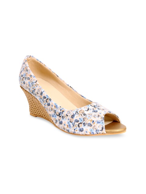 

Kraft Cellar Women Blue & Off-White Printed Peep Toes