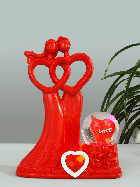 

Archies Love Gifts Unisex Red and White Polyresin Love Couple Snowglobe Showpiece