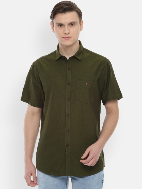 

Louis Philippe Sport Men Olive Green Slim Fit Solid Casual Shirt